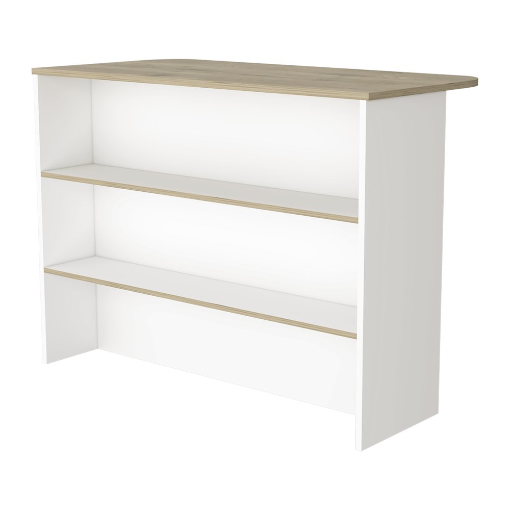 3-Tier Shelf Kitchen Island White and Light Pine. Picture 4
