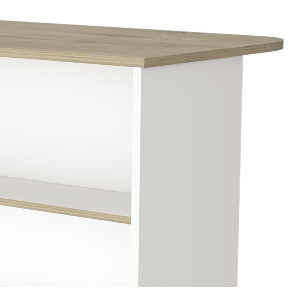 3-Tier Shelf Kitchen Island White and Light Pine. Picture 2