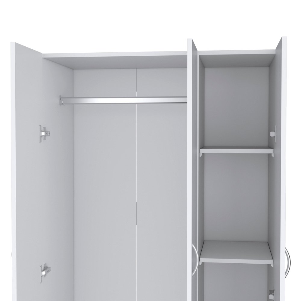 3-Door Wardrobe with Hanging Rod White. Picture 6