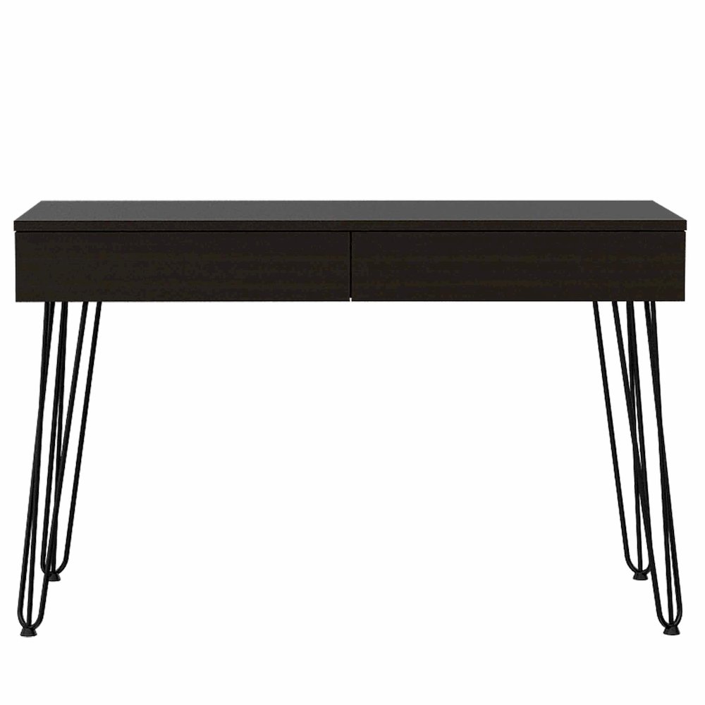 2-Drawer Writing Desk with Hairpin Legs Black. Picture 1