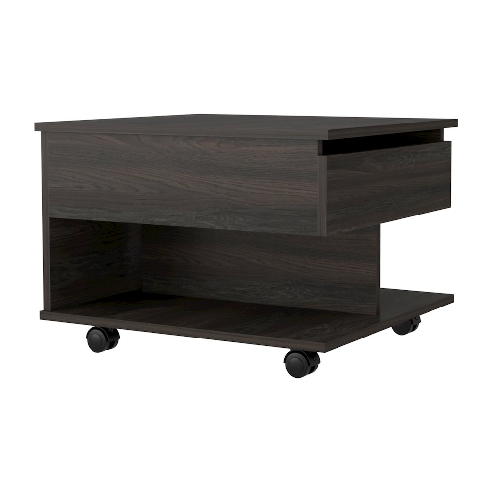 2-Drawer 1-Shelf Side Table White. Picture 1