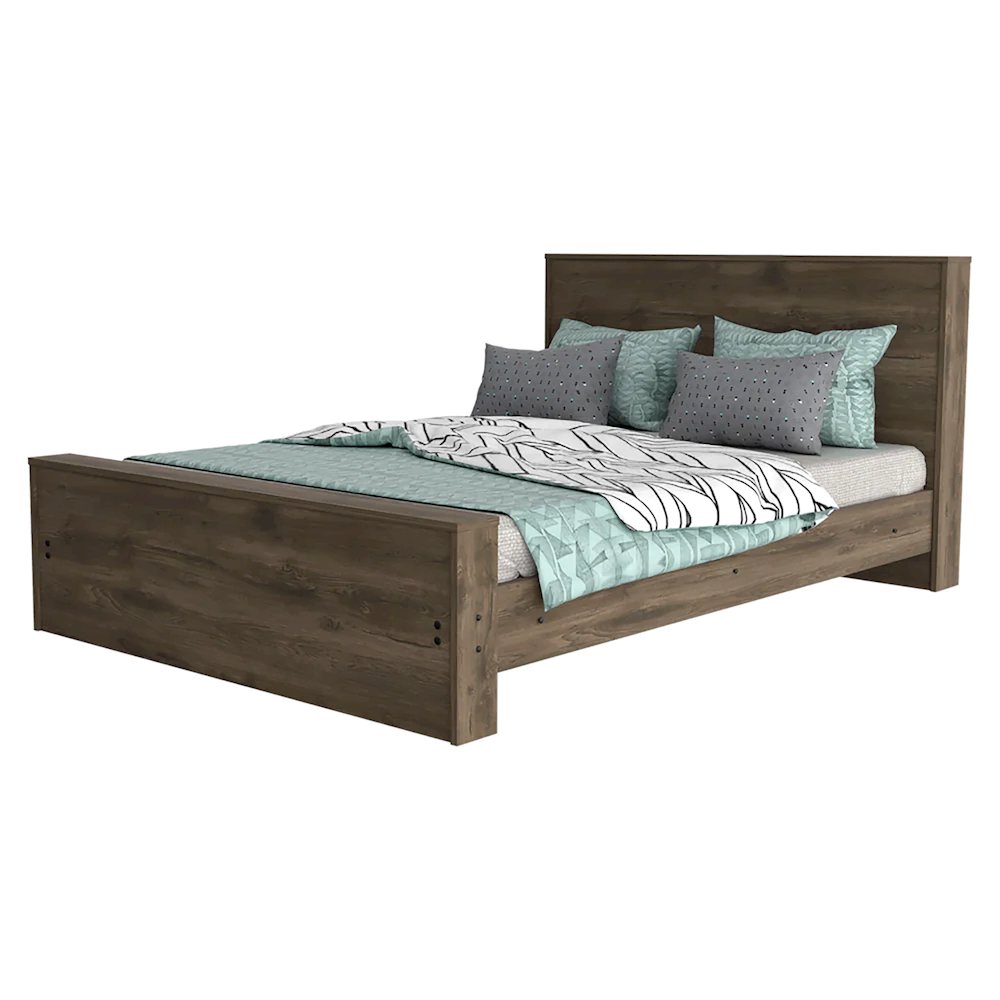 Rectangle Full Bed Frame Dark Brown. Picture 5