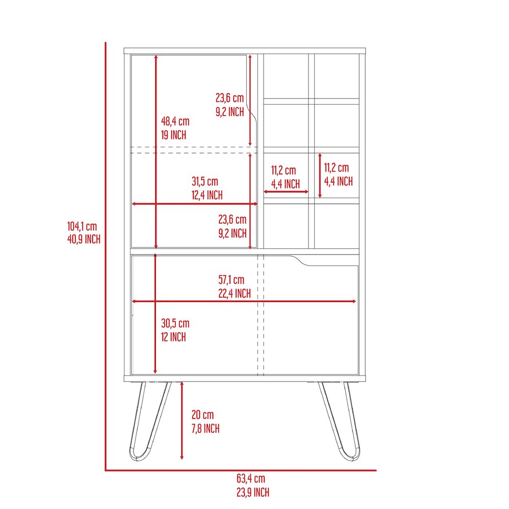 8-Bottle Rectangle Bar Cabinet White. Picture 3
