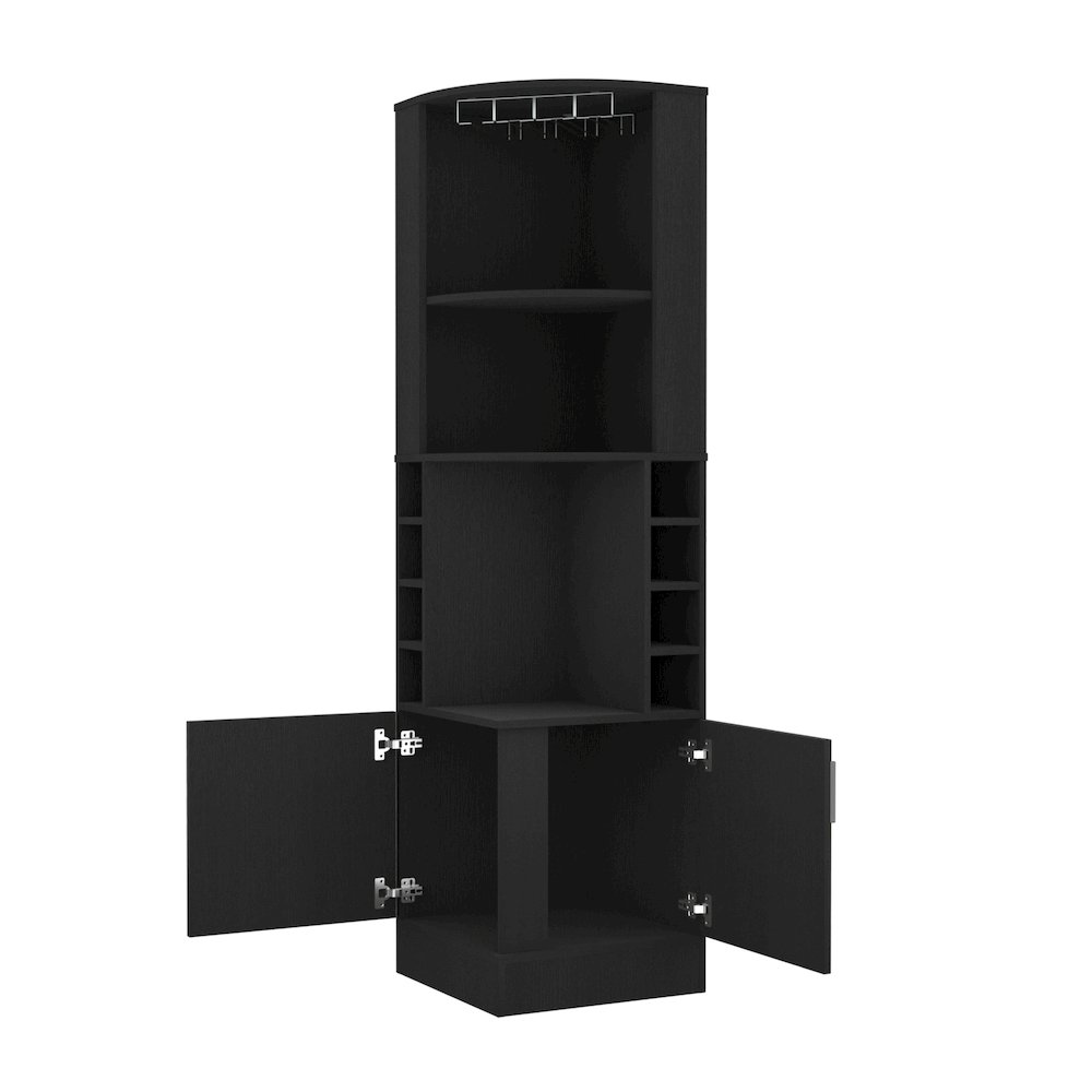8-Bottle 2-Shelf Bar Cabinet Black Wengue. Picture 6