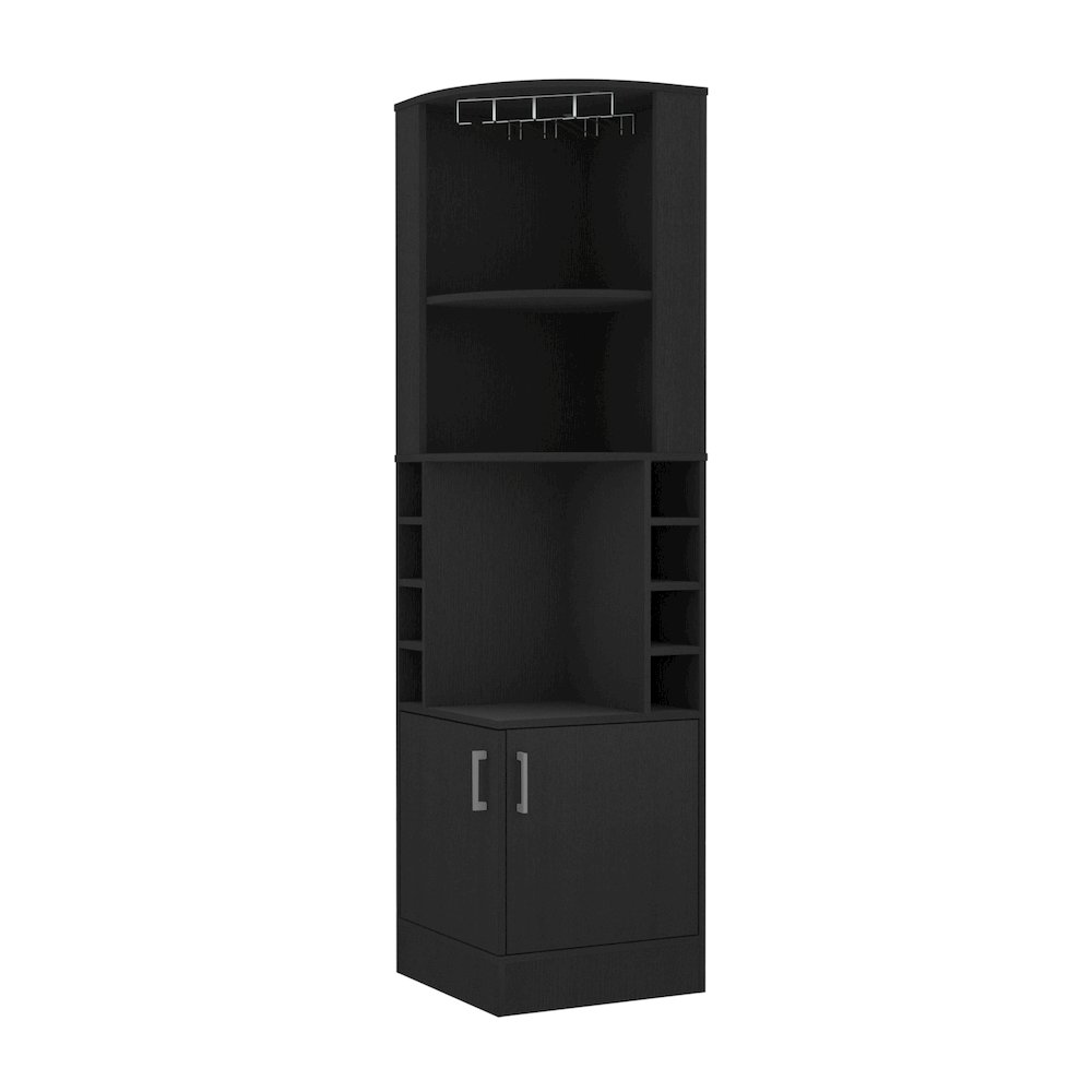 8-Bottle 2-Shelf Bar Cabinet Black Wengue. Picture 2