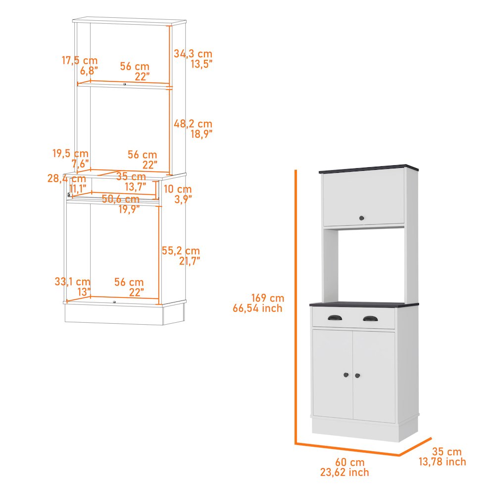 White and Black 2-Cabinet Kitchen Pantry. Picture 6