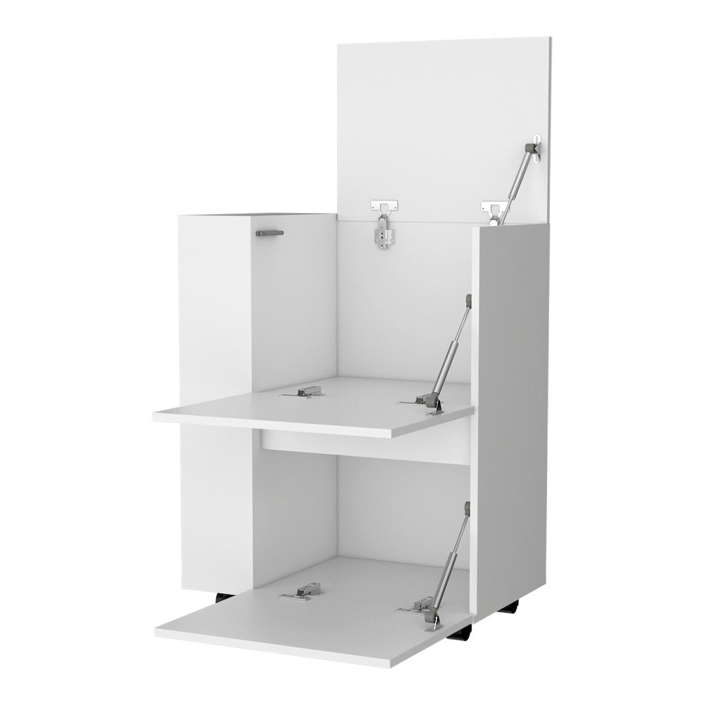 White 2-Cabinet Bar Cart. Picture 2
