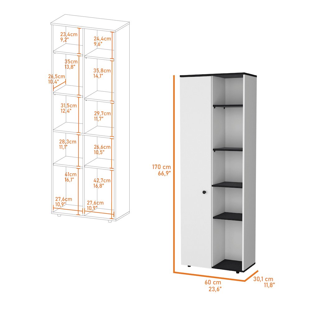 White and Black 1-Door Multistorage Kitchen Pantry. Picture 6