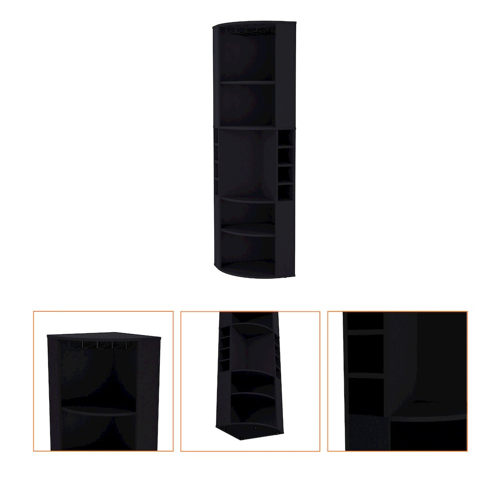 Black 5 Large Shelves Corner Bar Cabinet. Picture 2