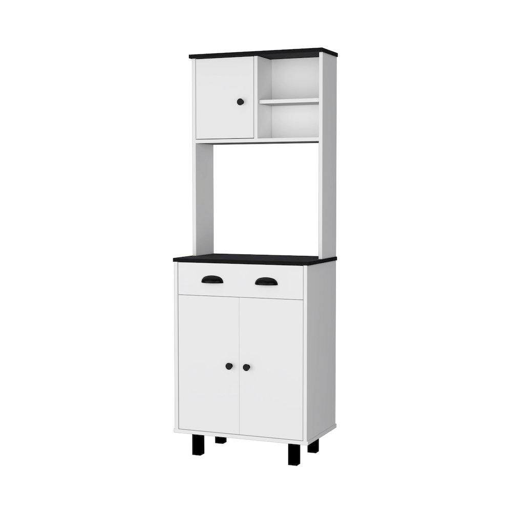 White and Wengue 1-Drawer Kitchen Pantry. Picture 1