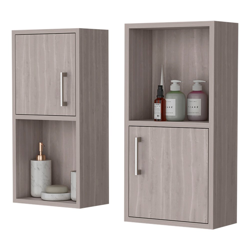 White Oak 2 Bathroom Medicine Cabinets with Open Shelf. Picture 2