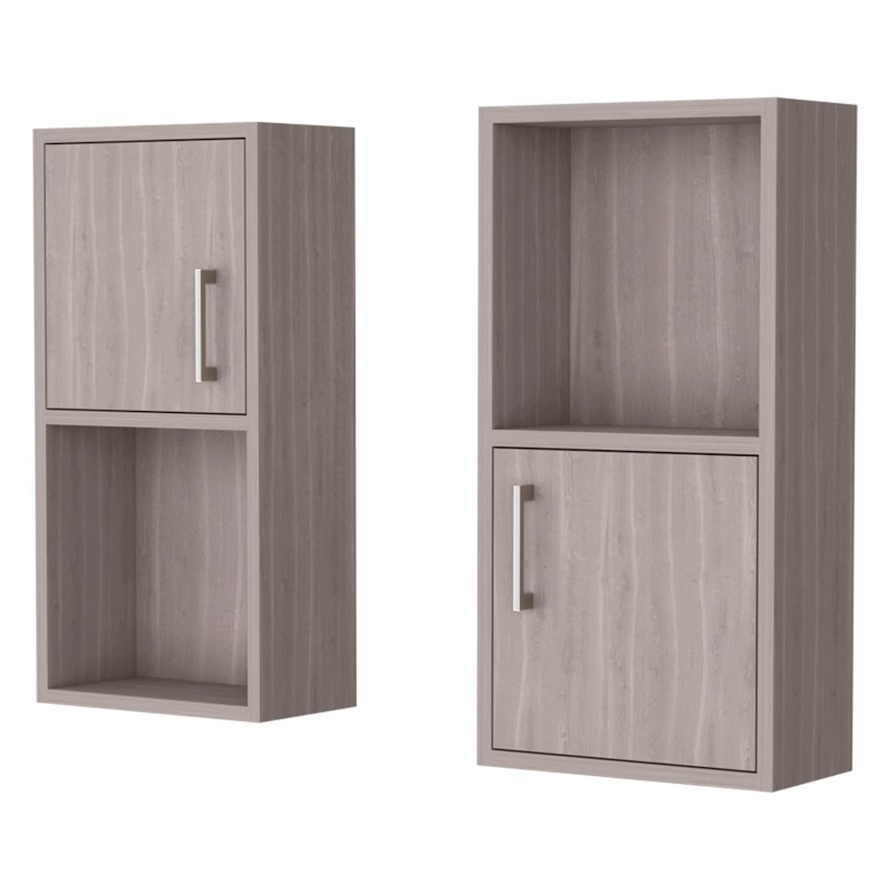 White Oak 2 Bathroom Medicine Cabinets with Open Shelf. Picture 1