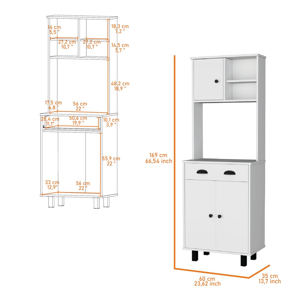 White 1-Drawer Kitchen Pantry. Picture 6