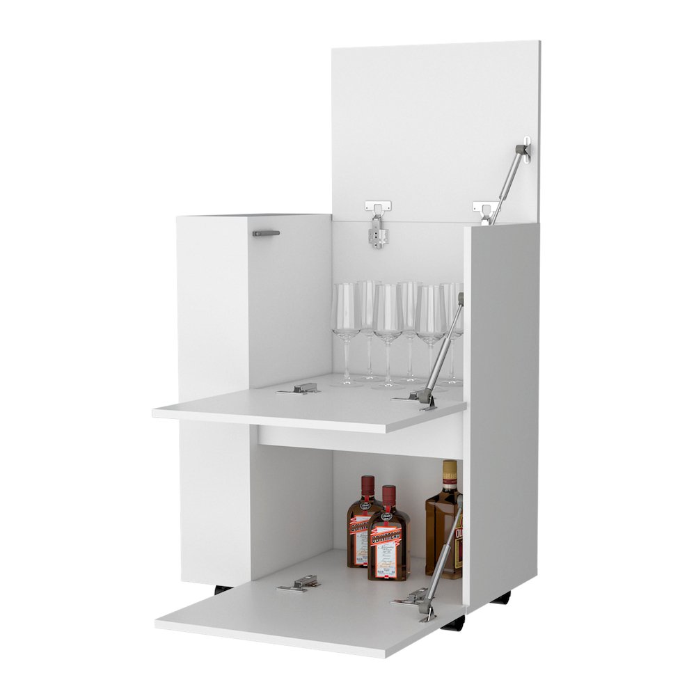 White 2-Cabinet Bar Cart. Picture 3
