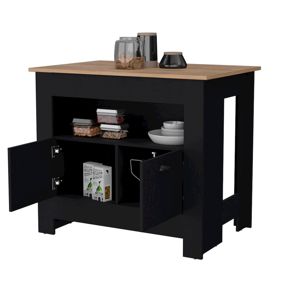 Black 2-Door Kitchen Island. Picture 3