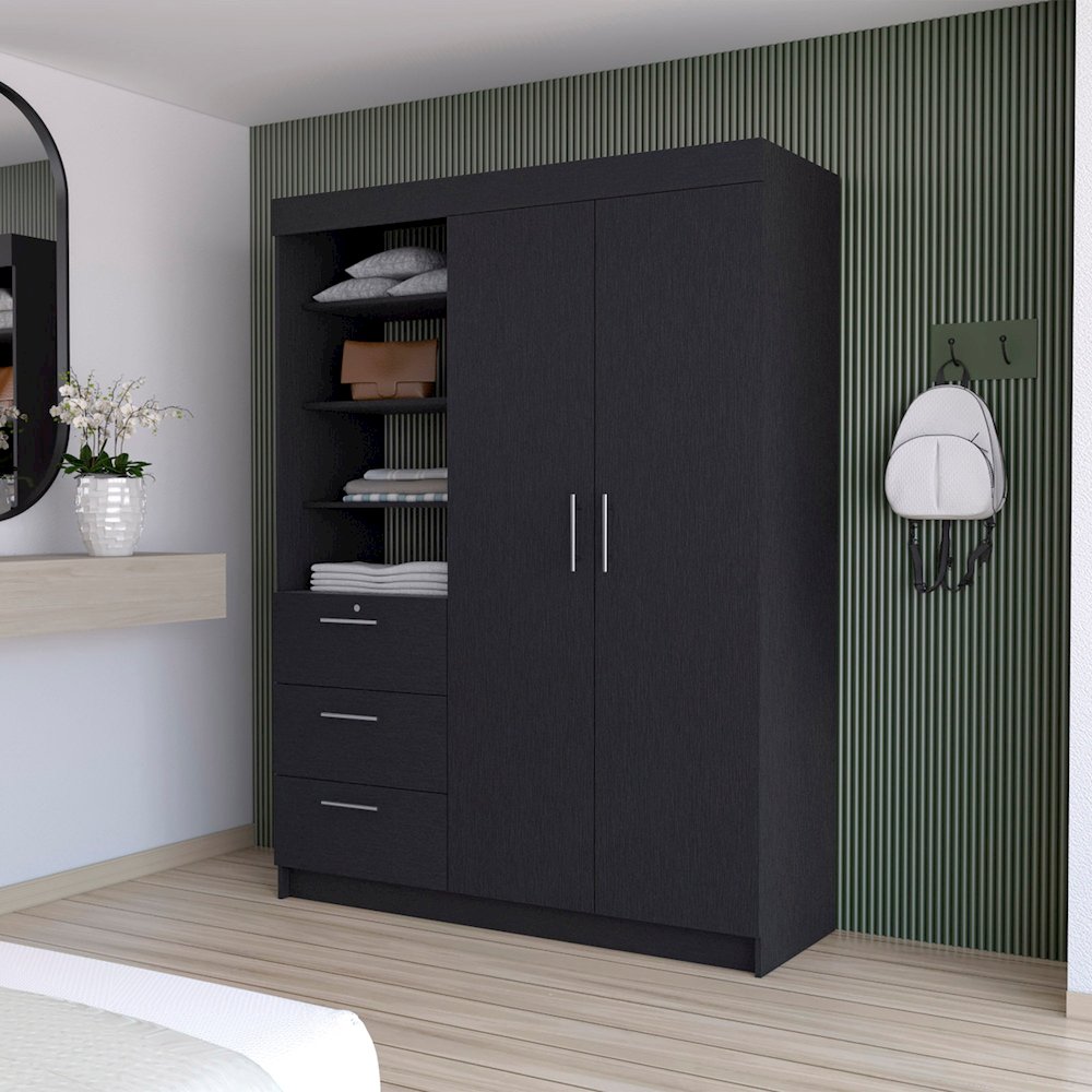 3-Drawer Armoire Black. Picture 4