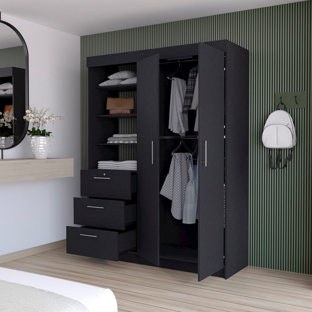 3-Drawer Armoire Black. Picture 3