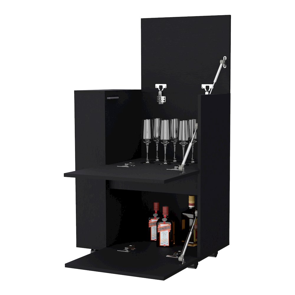 Black 2-Cabinet Bar Cart. Picture 3