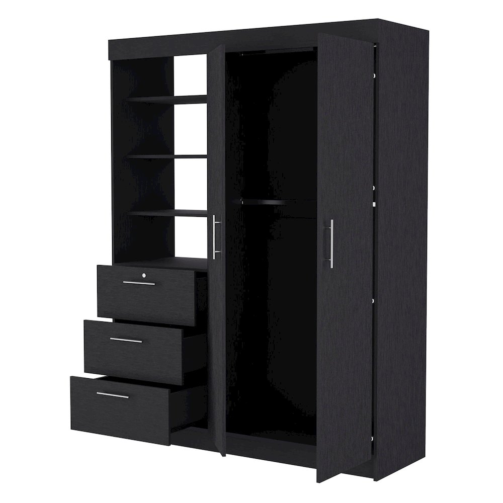 3-Drawer Armoire Black. Picture 1