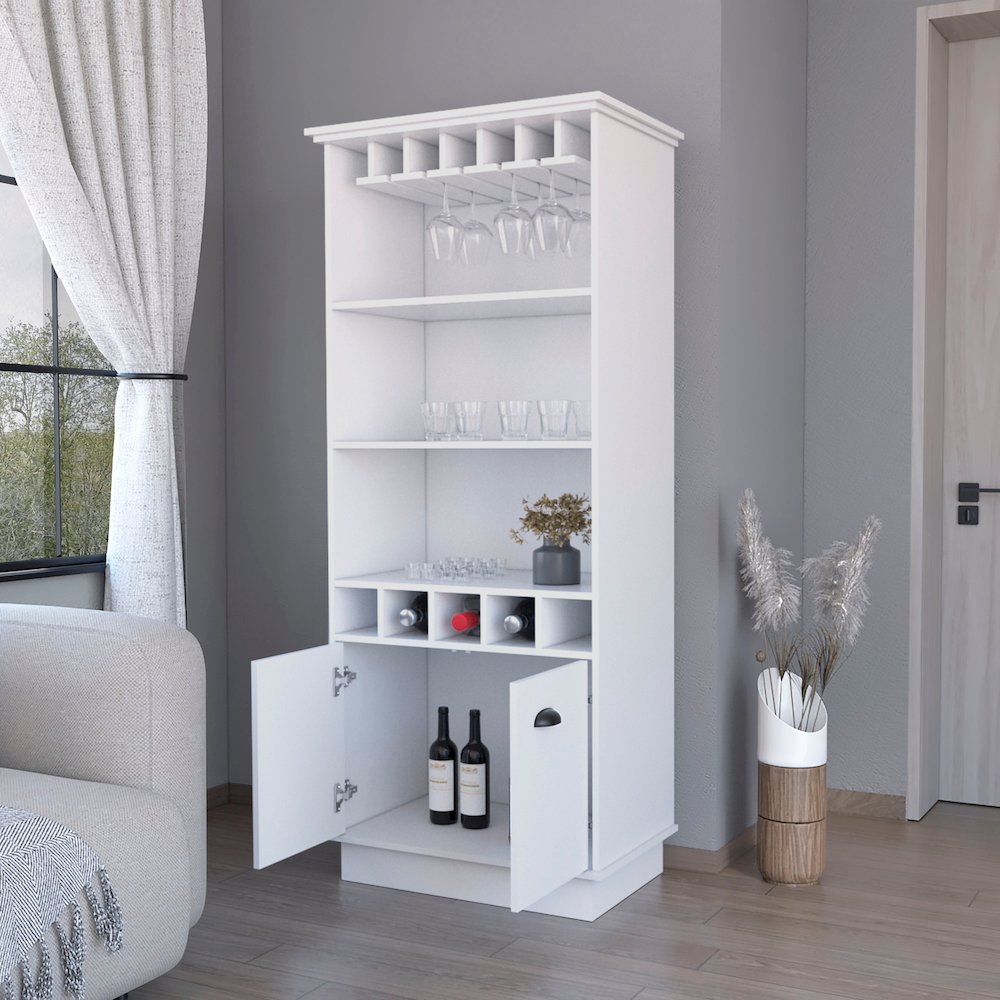 White Glassware Rack Bar Cabinet. Picture 5