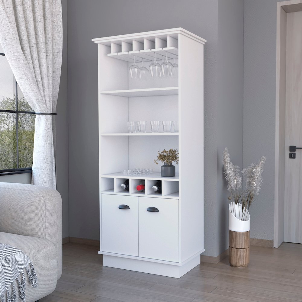 White Glassware Rack Bar Cabinet. Picture 4