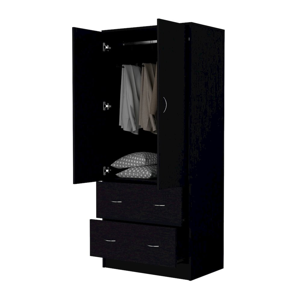 Black 2-Drawer Wardrobe. Picture 3