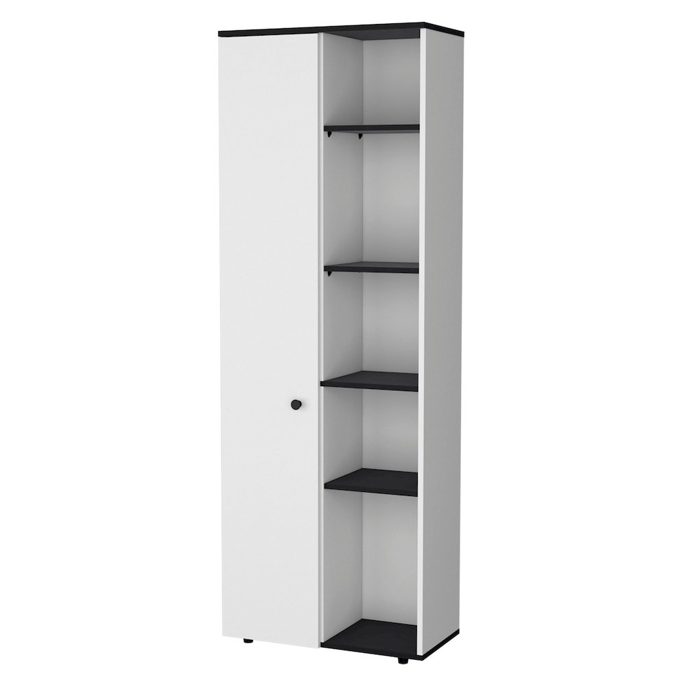 White and Black 1-Door Multistorage Kitchen Pantry. Picture 1