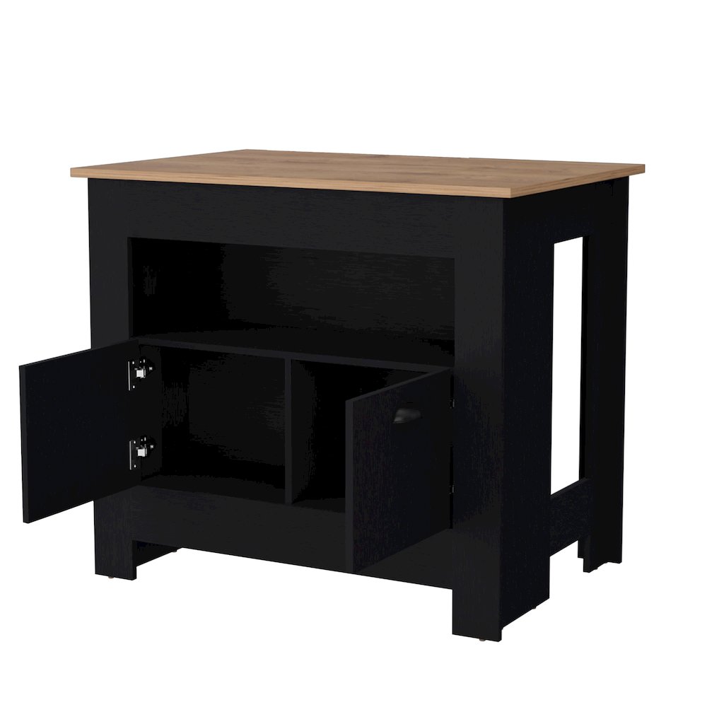 Black 2-Door Kitchen Island. Picture 2