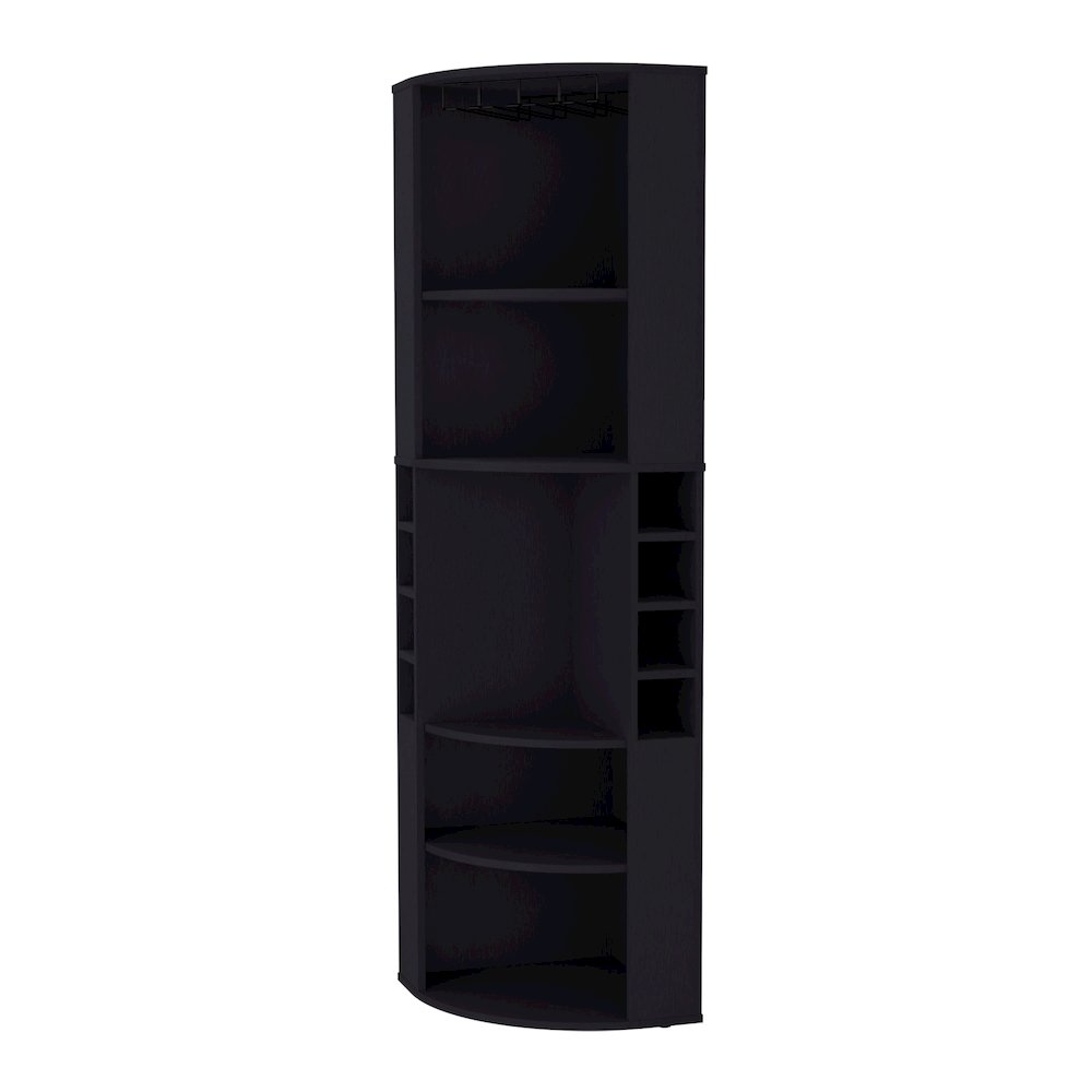 Black 5 Large Shelves Corner Bar Cabinet. Picture 1