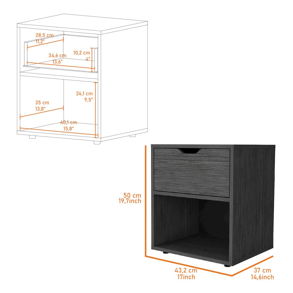 Light Gray Elegant Drawer Nightstand. Picture 6