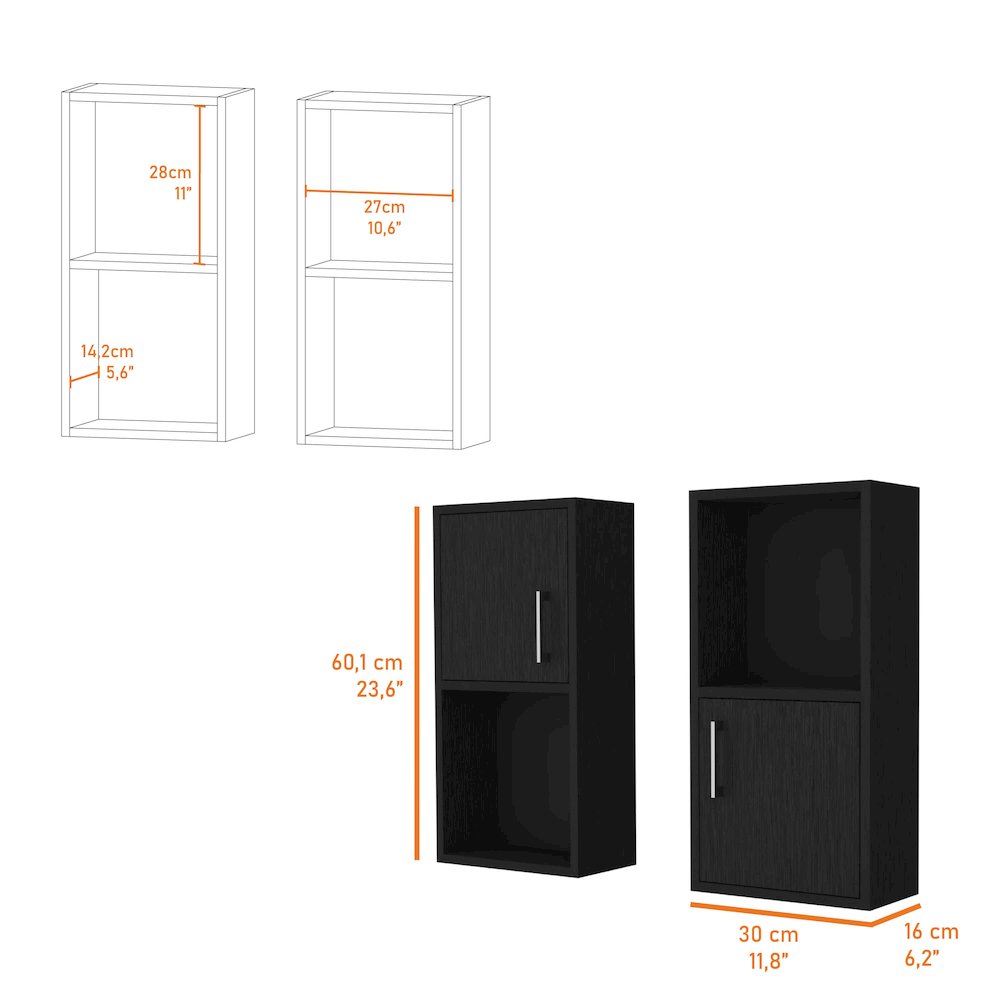 Black 2 Bathroom Medicine Cabinets with Open Shelf. Picture 6