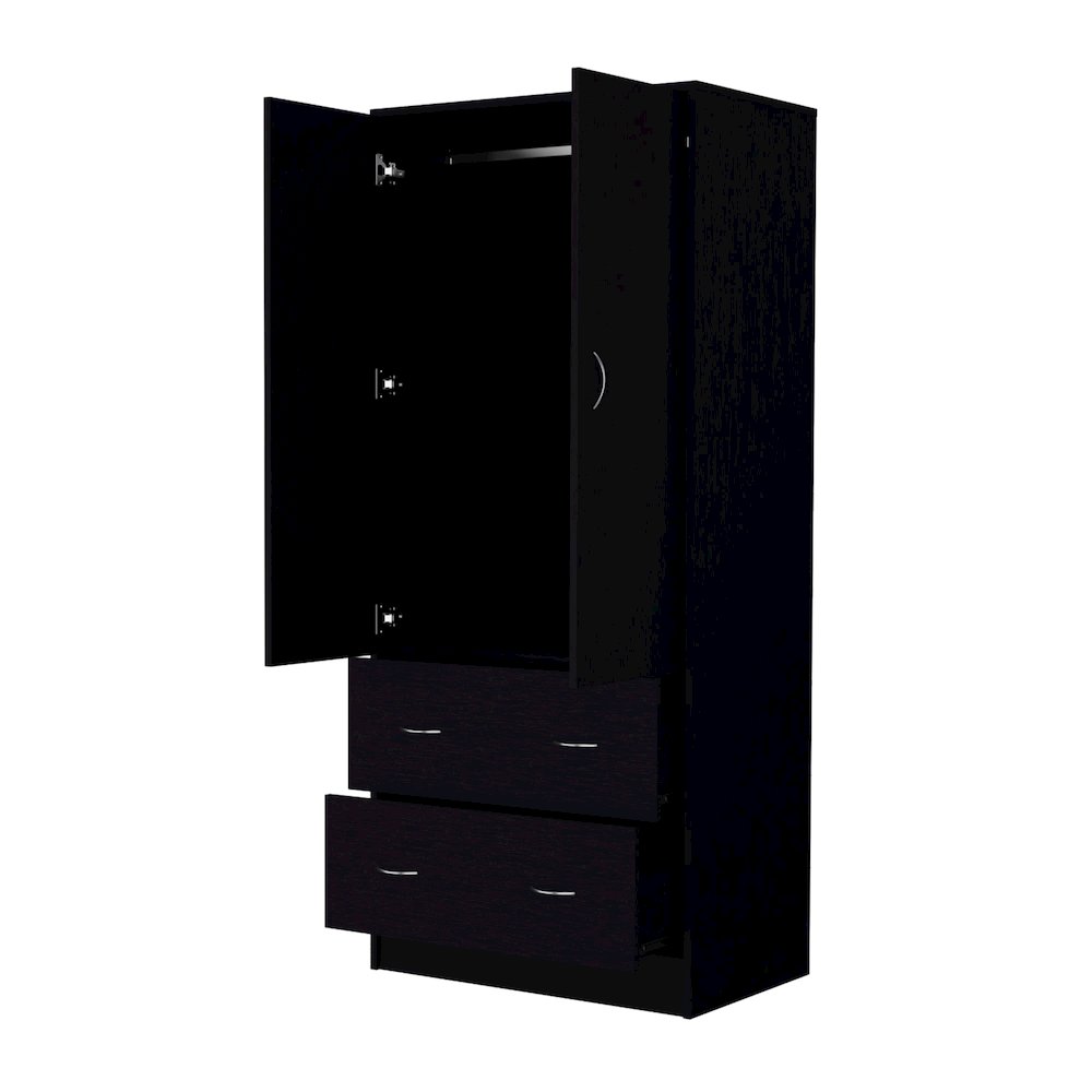 Black 2-Drawer Wardrobe. Picture 2