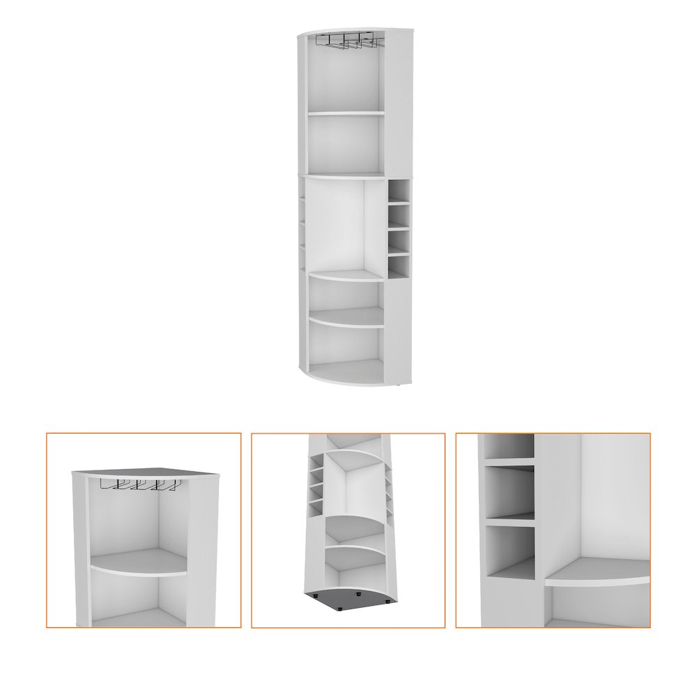 White 5 Large Shelves Corner Bar Cabinet. Picture 2