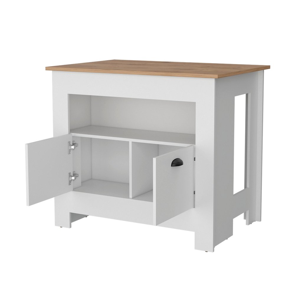White 2-Door Kitchen Island. Picture 2