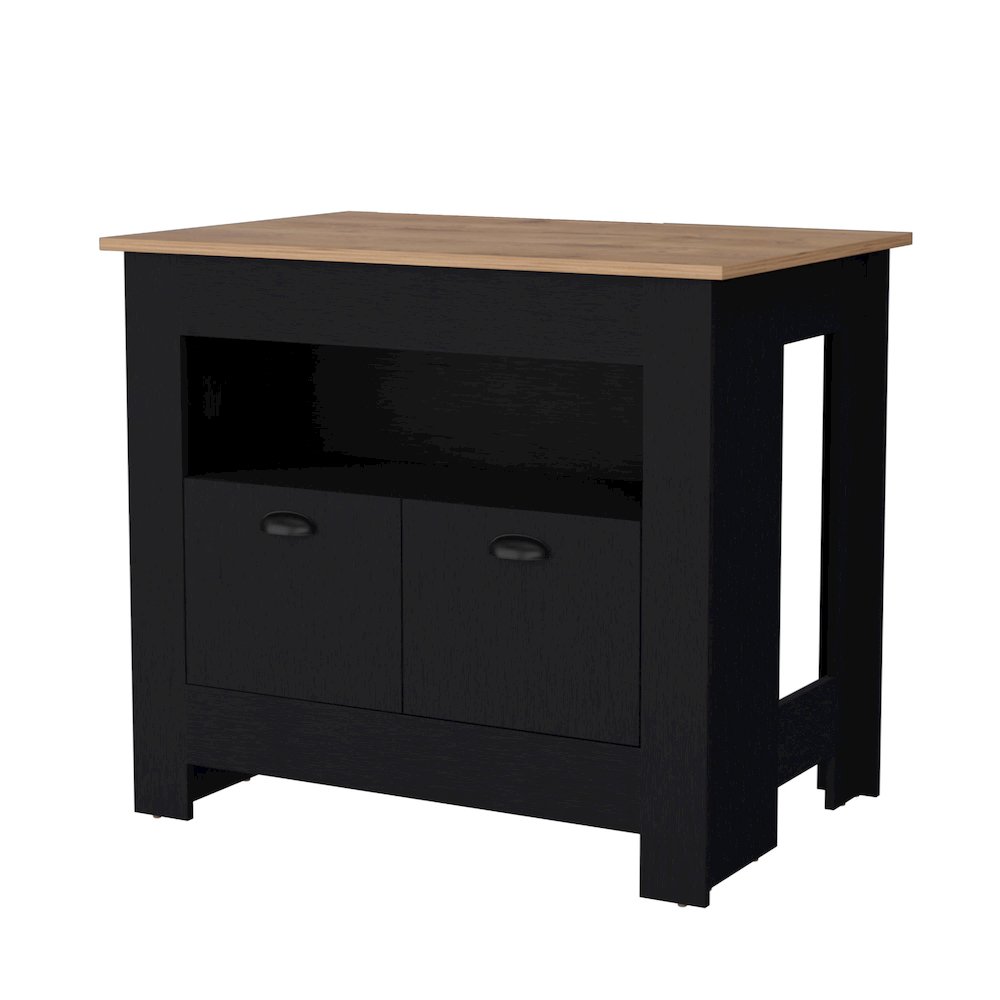 Black 2-Door Kitchen Island. Picture 1