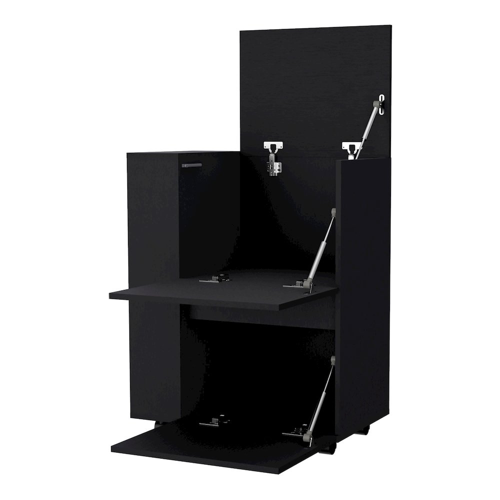 Black 2-Cabinet Bar Cart. Picture 2