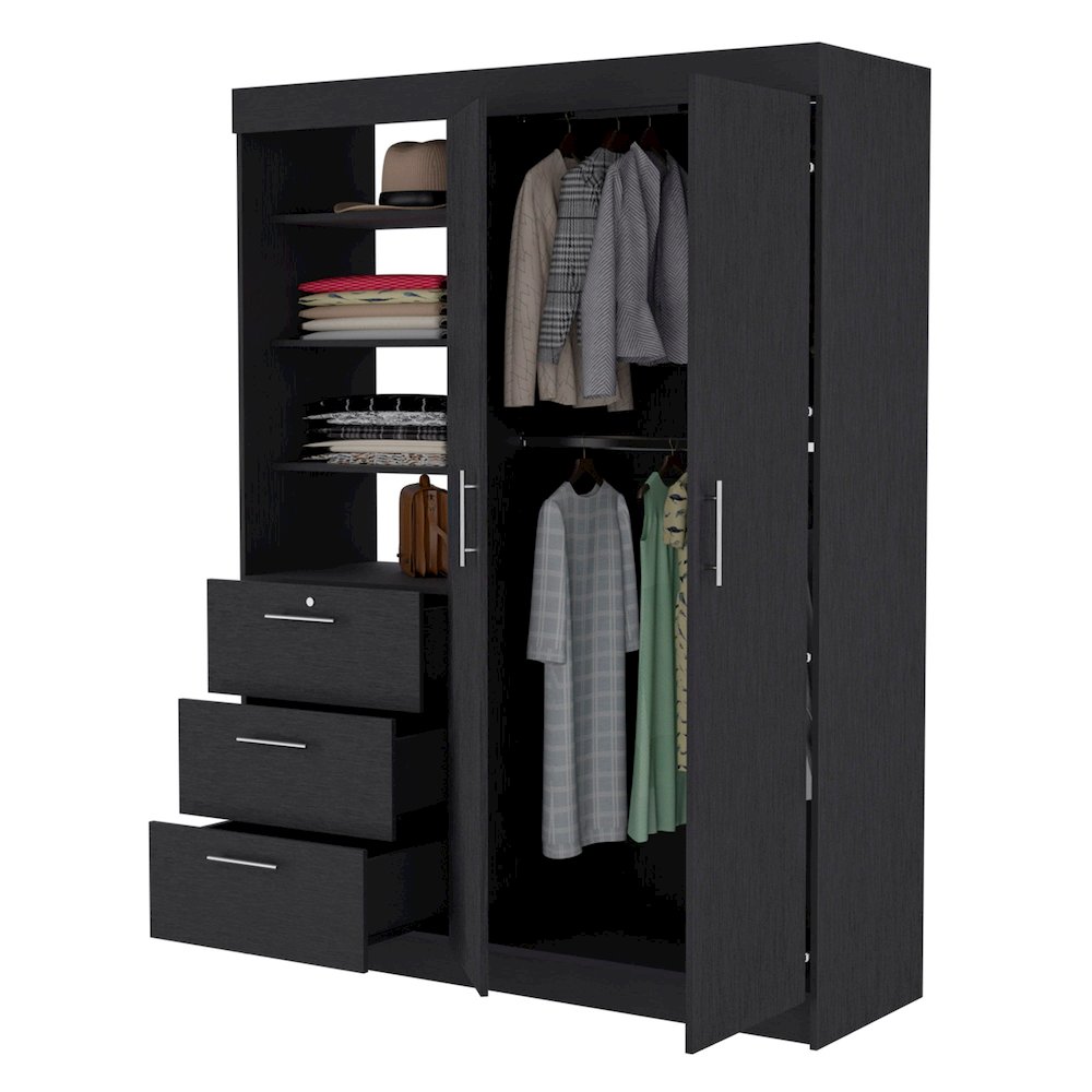 3-Drawer Armoire Black. Picture 2