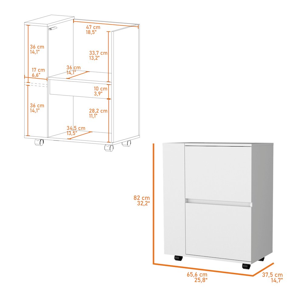 White 2-Cabinet Bar Cart. Picture 6