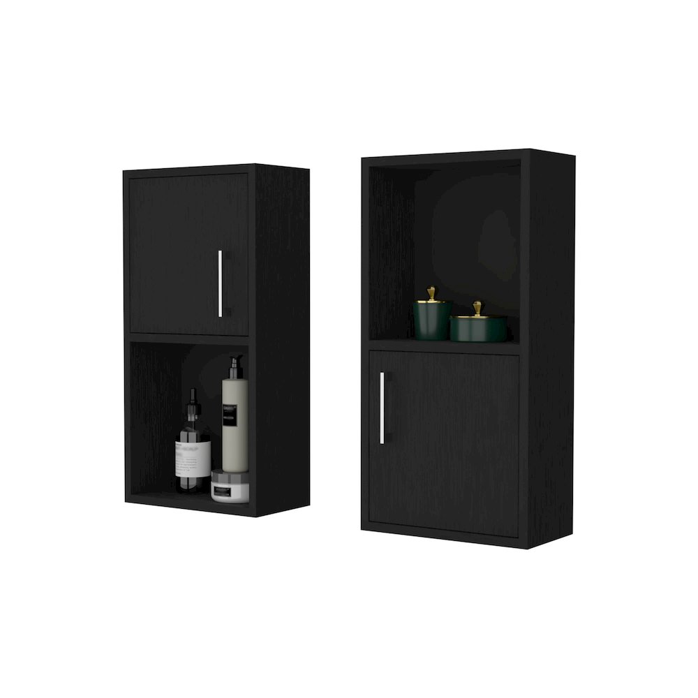 Black 2 Bathroom Medicine Cabinets with Open Shelf. Picture 2