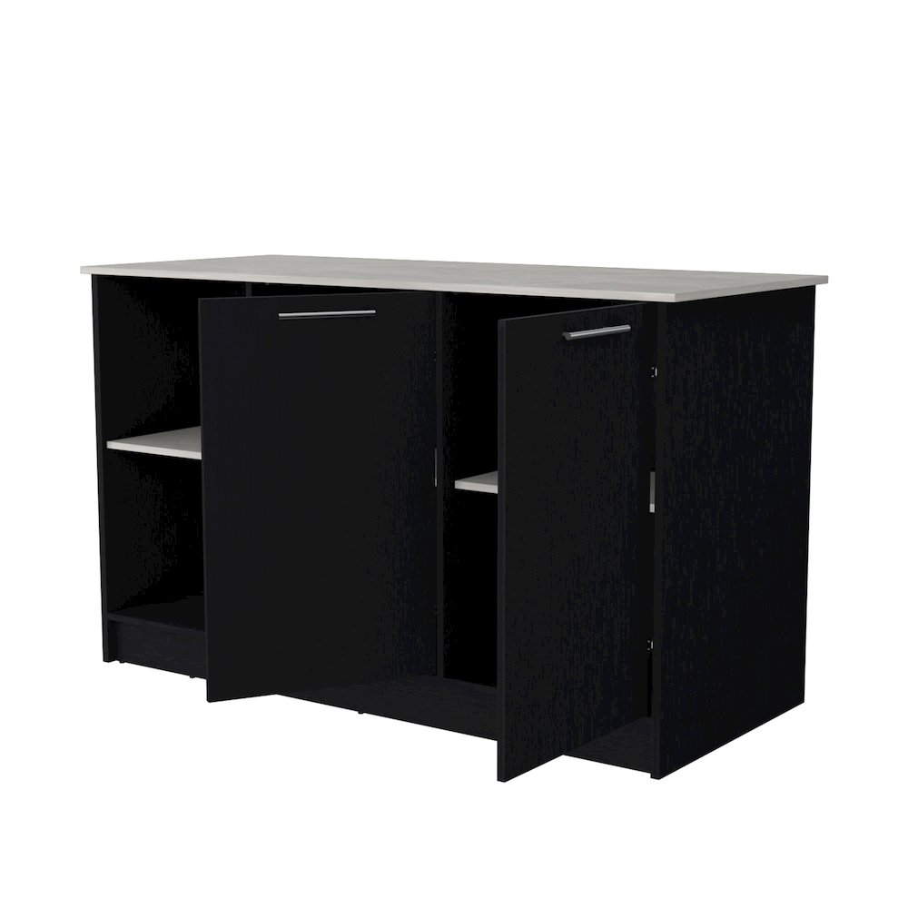 Black and Onyx Double Door Cabinets Kitchen Island. Picture 3