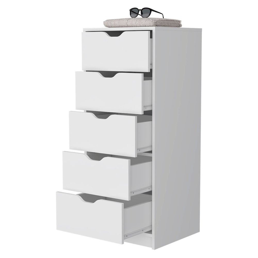 White 5 Narrow Drawer Dresser. Picture 2