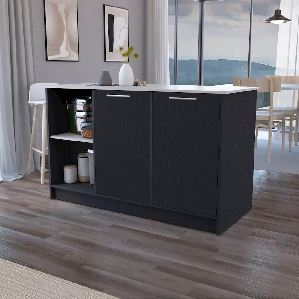 Black and Onyx Double Door Cabinets Kitchen Island. Picture 4
