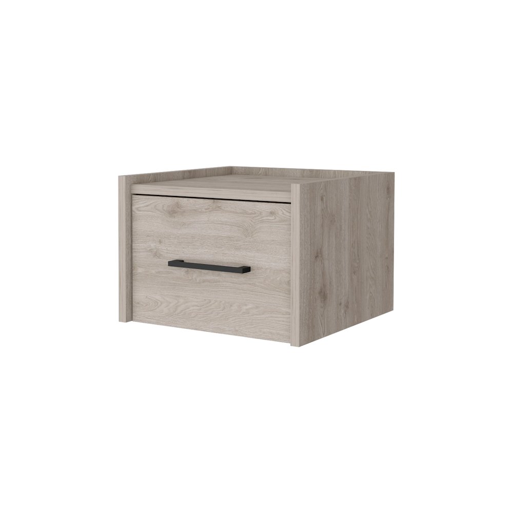 Light Gray Wall-Mounted Floating Nightstand. Picture 1