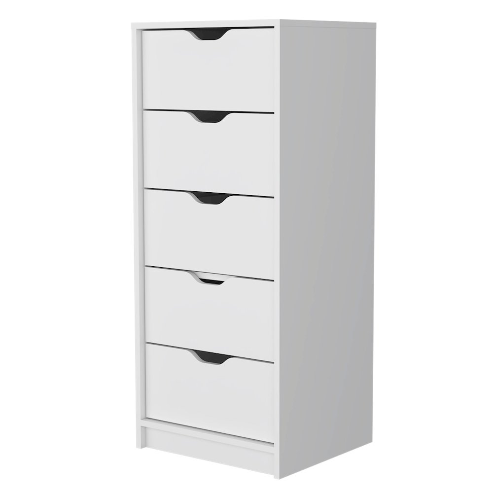 White 5 Narrow Drawer Dresser. Picture 1