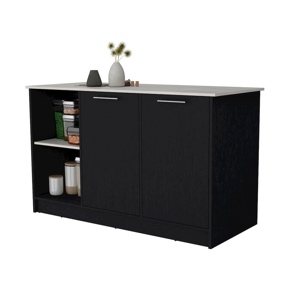 Black and Onyx Double Door Cabinets Kitchen Island. Picture 2