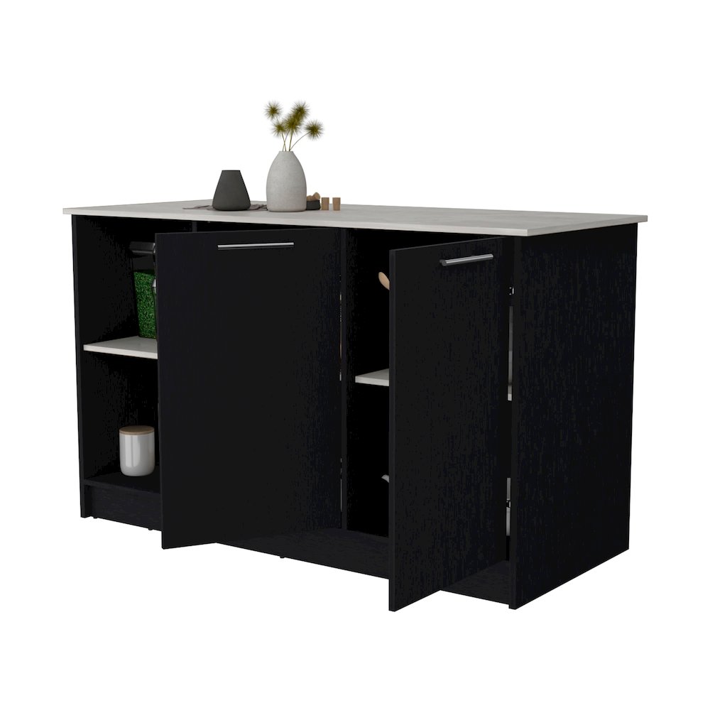 Black and Onyx Double Door Cabinets Kitchen Island. Picture 6