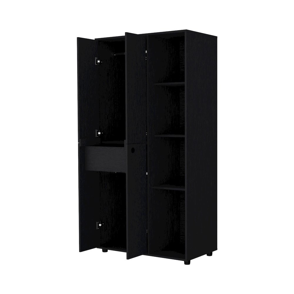 1-Drawer Armoire Closet Black. Picture 2