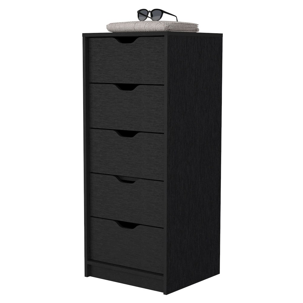 Black 5 Narrow Drawer Dresser. Picture 2