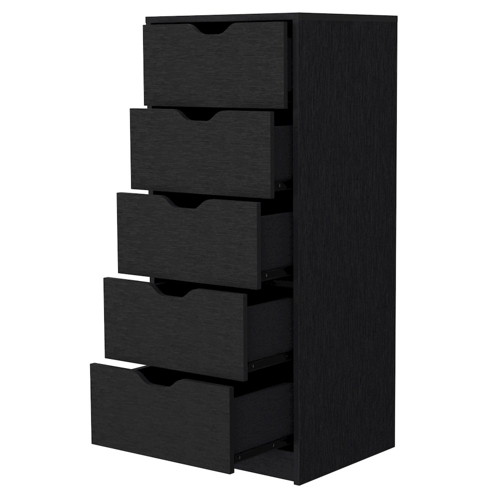Black 5 Narrow Drawer Dresser. Picture 3