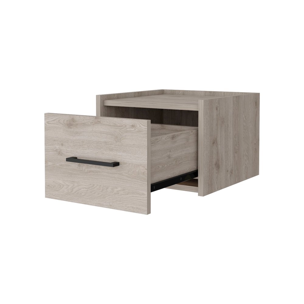 Light Gray Wall-Mounted Floating Nightstand. Picture 3